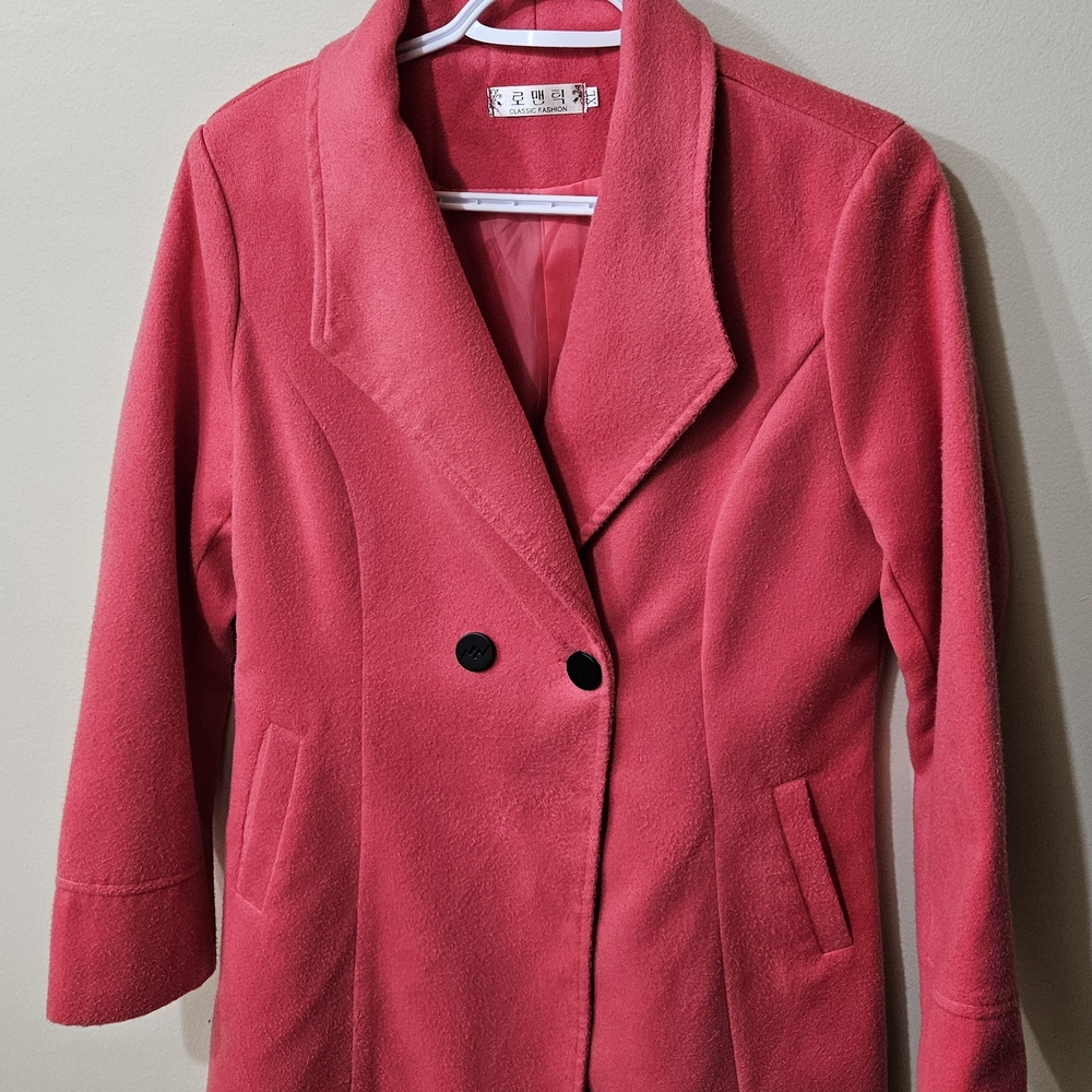 Chic Double-Breasted Pink Pea Coat